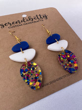 Load image into Gallery viewer, Stacking Stones Earrings - Blue/White/Glitter (Acrylic)
