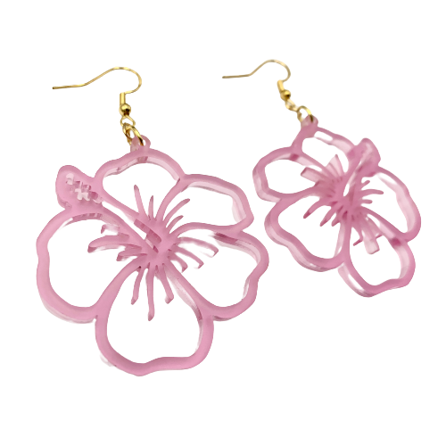 Hibiscus Earrings - Pink (Acrylic)