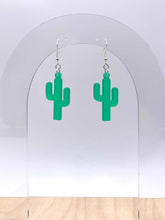 Load image into Gallery viewer, Frosted Green Cactus Earrings (Acrylic)
