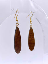 Load image into Gallery viewer, Narrow Teardrop Earrings (Walnut Hardwood)
