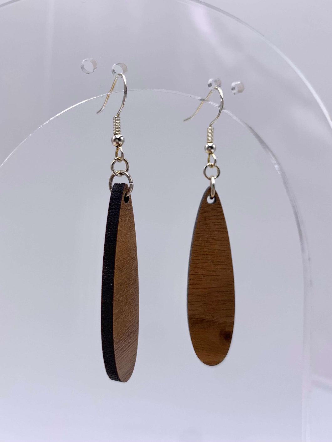 Narrow Teardrop Earrings (Walnut Hardwood)