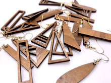 Load image into Gallery viewer, Hollow Triangle Geometric Earrings (Walnut Hardwood)
