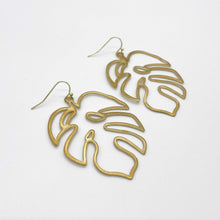 Load image into Gallery viewer, Oversized Monstera Charm Earrings (Brass)
