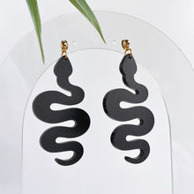 Load image into Gallery viewer, Snake Stud Earrings - Matte Black (Acrylic)
