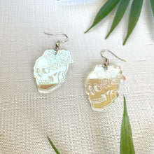 Load image into Gallery viewer, Skull &amp; Florals Earrings - Iridescent (Acrylic)
