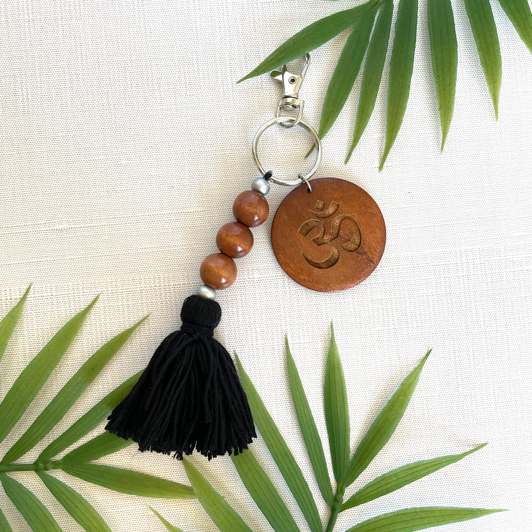 Om Keychain (Wooden Beads)