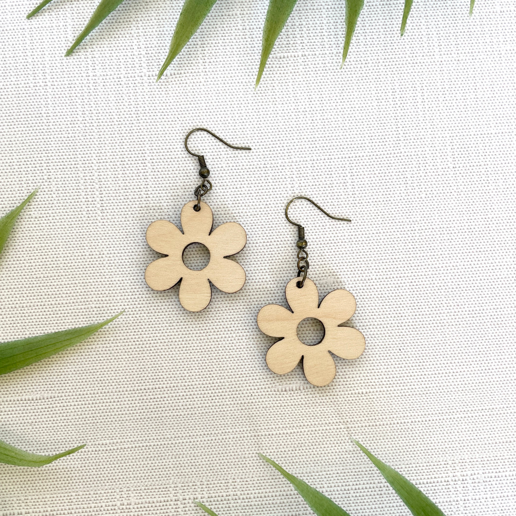 Mini Daisy Earrings (Wood)