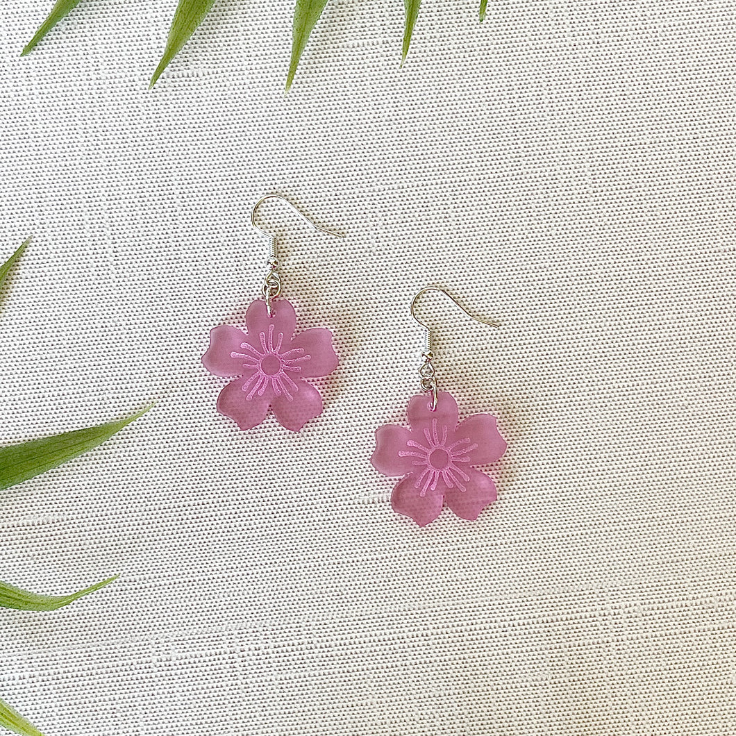 Cherry Blossom Earrings - Pink (Acrylic)