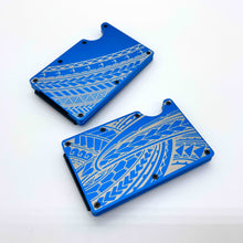 Load image into Gallery viewer, Full Tribal Engraved Metal Wallet - Cobalt Blue
