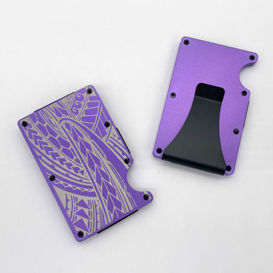 Full Tribal Engraved Metal Wallet - Purple