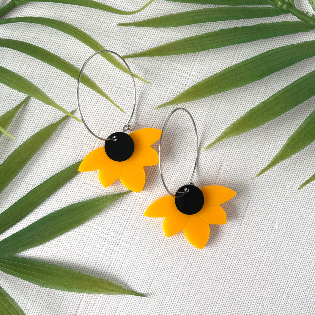 Half Sunflower Hoop Earrings (Acrylic)