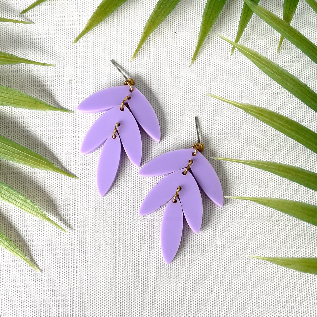 Tiered Statement Stud Earrings - Lavender (Acrylic)