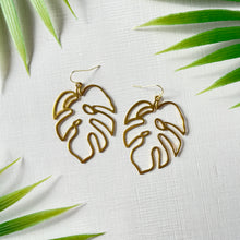 Load image into Gallery viewer, Oversized Monstera Charm Earrings (Brass)
