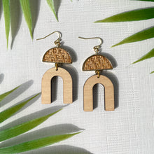 Load image into Gallery viewer, Woven Rattan Open U Earrings (Wood)
