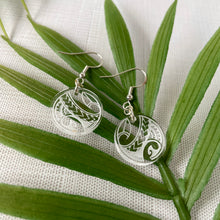 Load image into Gallery viewer, Round Clear &amp; White Tribal Earrings (Acrylic)
