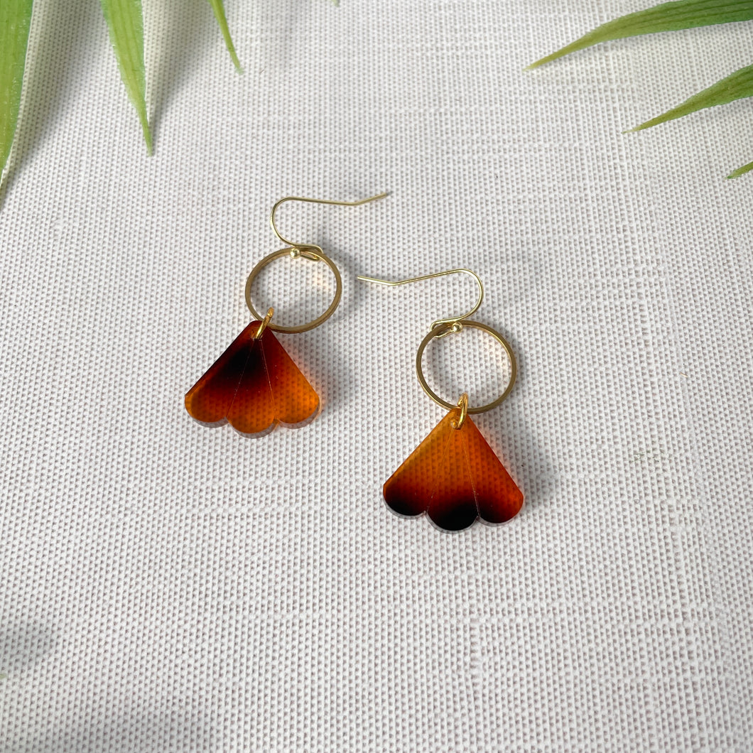 Mini Fan Charm Earrings - Tortoise Shell (Acrylic)