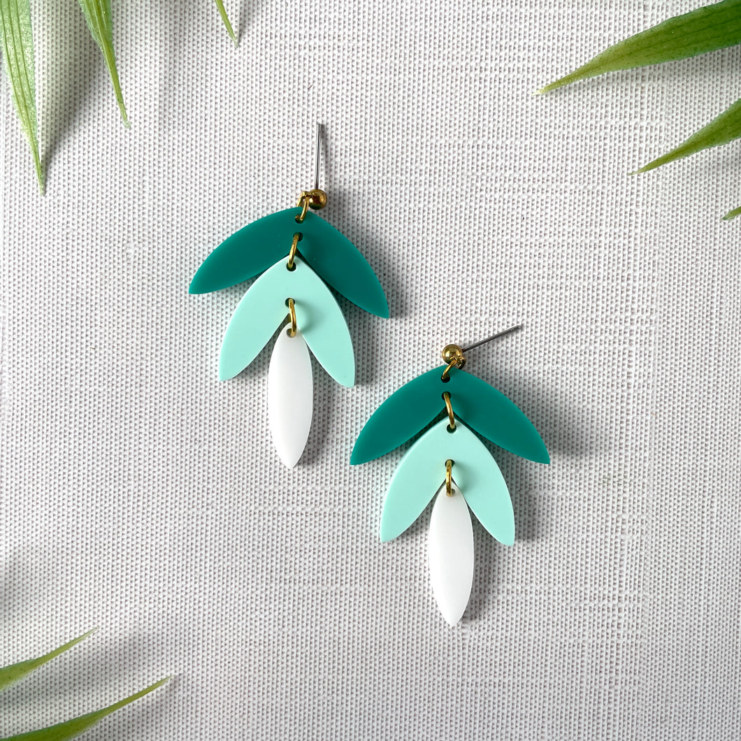 Tiered Statement Stud Earrings - Teal Ombre (Acrylic)