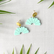 Load image into Gallery viewer, Fan Statement Stud Earrings - Mint (Acrylic)
