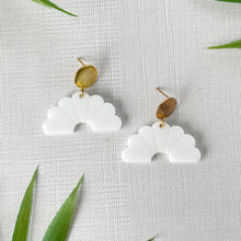 Load image into Gallery viewer, Fan Statement Stud Earrings - White (Acrylic)
