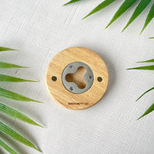 Load image into Gallery viewer, Round Wood Bottle Opener w/Magnets #5 (Pineapple)
