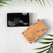 Load image into Gallery viewer, Plumeria Tribal Engraved Wood Wallet - Beechwood
