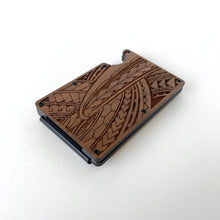 Load image into Gallery viewer, Full Tribal Engraved Wood Wallet - Walnut
