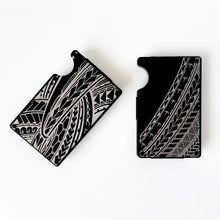 Load image into Gallery viewer, Half Tribal Engraved Metal Wallet - Black
