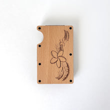 Load image into Gallery viewer, Plumeria Tribal Engraved Wood Wallet - Beechwood
