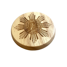 Load image into Gallery viewer, Round Wood Bottle Opener w/Magnets #7 (BLM x PI Tribal Sun)
