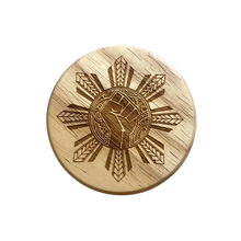 Load image into Gallery viewer, Round Wood Bottle Opener w/Magnets #7 (BLM x PI Tribal Sun)
