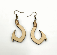 Load image into Gallery viewer, Fish Hook Earrings (Wood)
