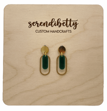 Load image into Gallery viewer, Mini Oval Charm Stud Earrings - Hunter Green (Acrylic)
