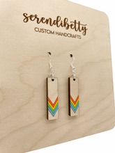 Load image into Gallery viewer, Hand-painted Rainbow Bar Earrings (Wood)
