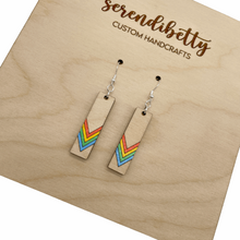 Load image into Gallery viewer, Hand-painted Rainbow Bar Earrings (Wood)
