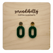 Load image into Gallery viewer, Oval Statement Stud Earrings - Hunter Green (Acrylic)
