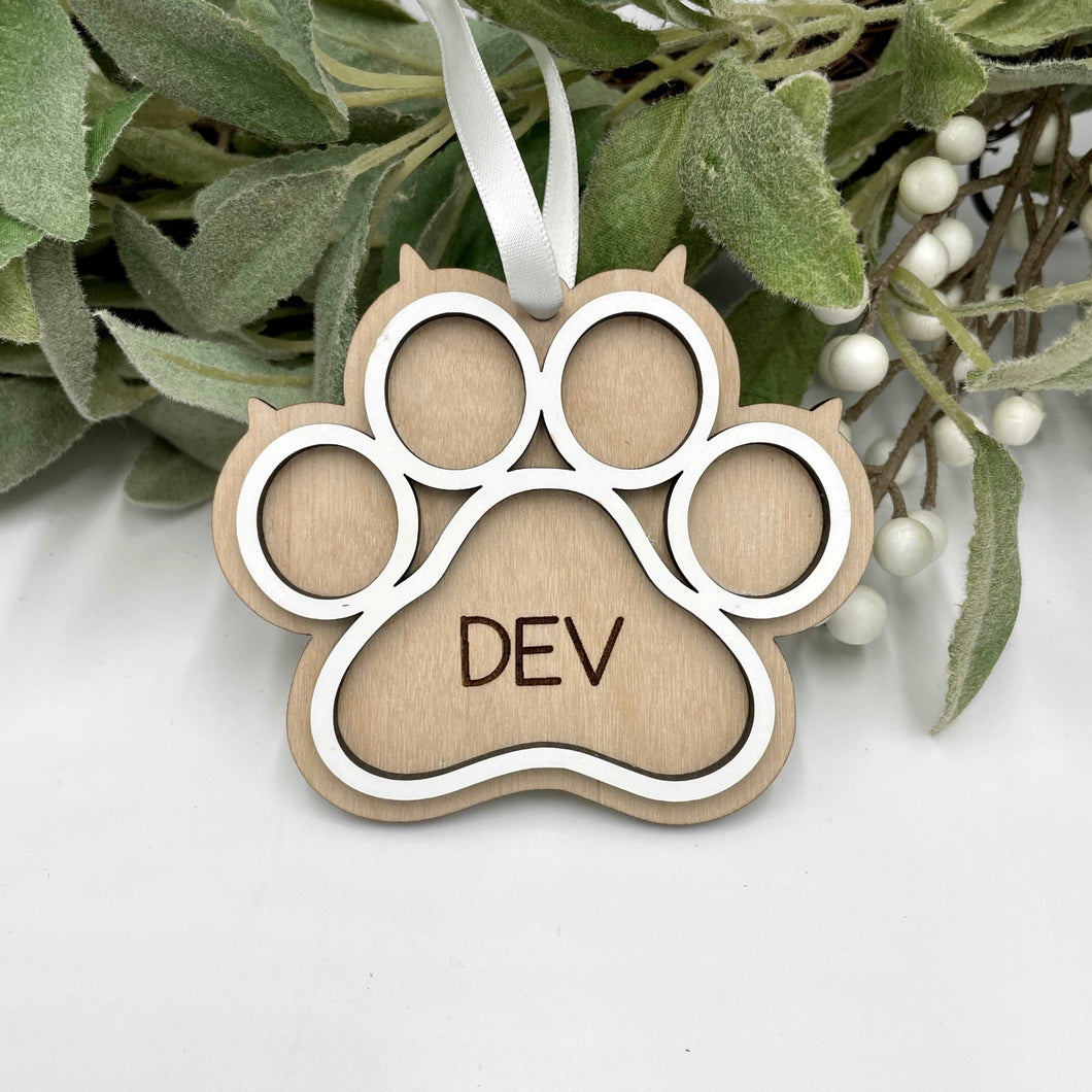 Personalized Paw Print Ornament (Cat)