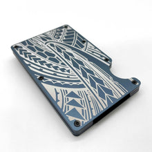 Load image into Gallery viewer, Full Tribal Engraved Metal Wallet - Blue Mist
