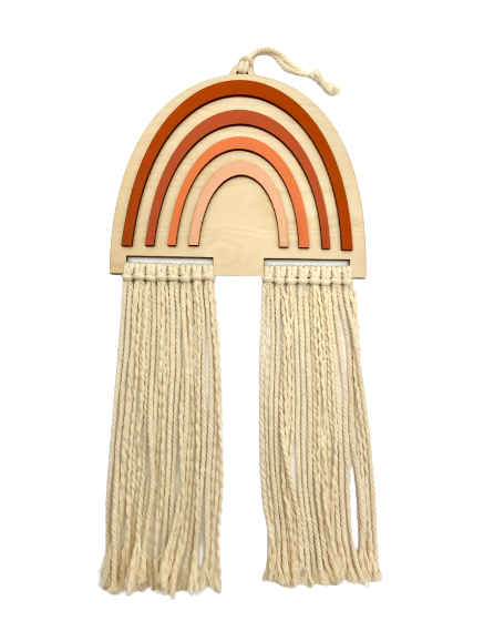 Wooden Rainbow with Macrame (Terracotta)