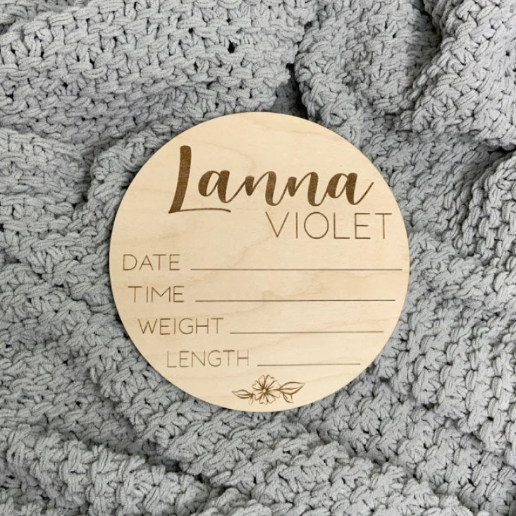 Baby Birth Stats Round (Personalized)