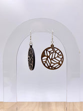 Load image into Gallery viewer, Round Nestled Leaves Earrings (Walnut Hardwood)
