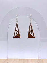 Load image into Gallery viewer, Triangular Geometric Earrings (Walnut Hardwood)
