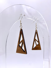 Load image into Gallery viewer, Triangular Geometric Earrings (Walnut Hardwood)
