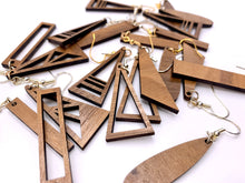 Load image into Gallery viewer, Triangular Geometric Earrings (Walnut Hardwood)
