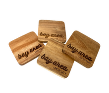 Load image into Gallery viewer, 3.5&quot; BAY AREA Cities Acacia Wood Coasters (Square, Set of 4)
