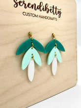 Load image into Gallery viewer, Tiered Statement Stud Earrings - Teal Ombre (Acrylic)
