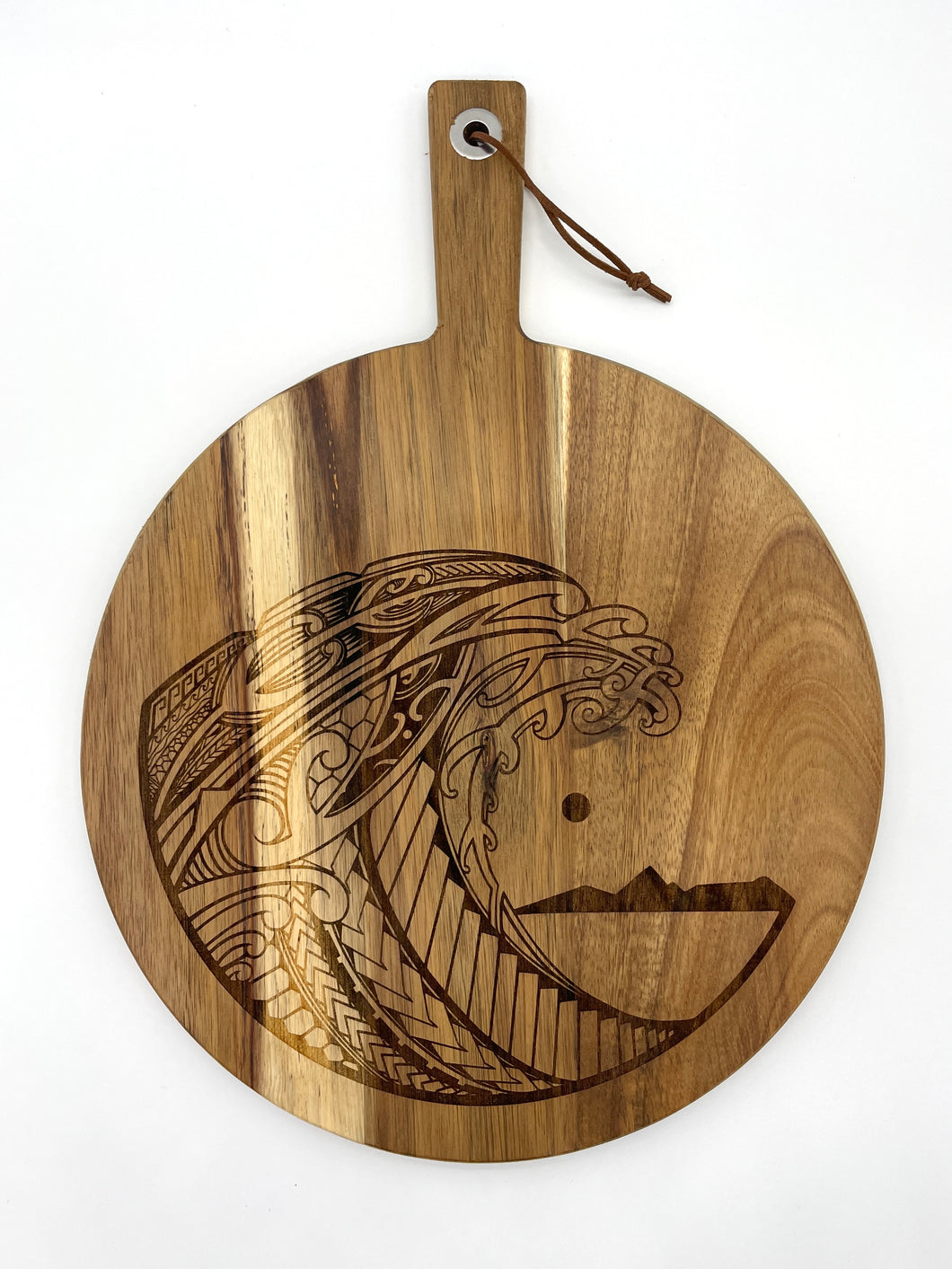 Round Tribal Engraved Cutting Board w/Handle