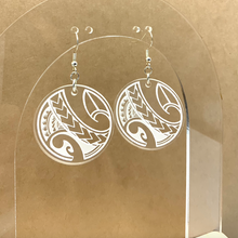 Load image into Gallery viewer, Round Clear &amp; White Tribal Earrings (Acrylic)
