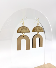 Load image into Gallery viewer, Woven Rattan Open U Earrings (Wood)
