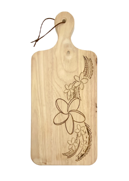 Plumeria Tribal Engraved Charcuterie Board w/Handle